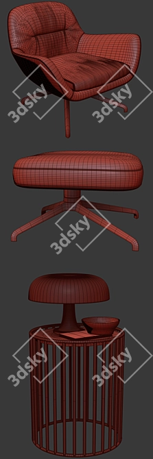 Luxury Minotti Jensen Armchair Set with Carpet 3D model image 3