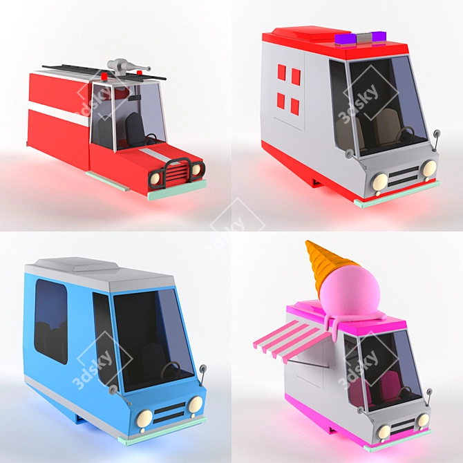 Low Poly Toy Transport Collection 3D model image 1