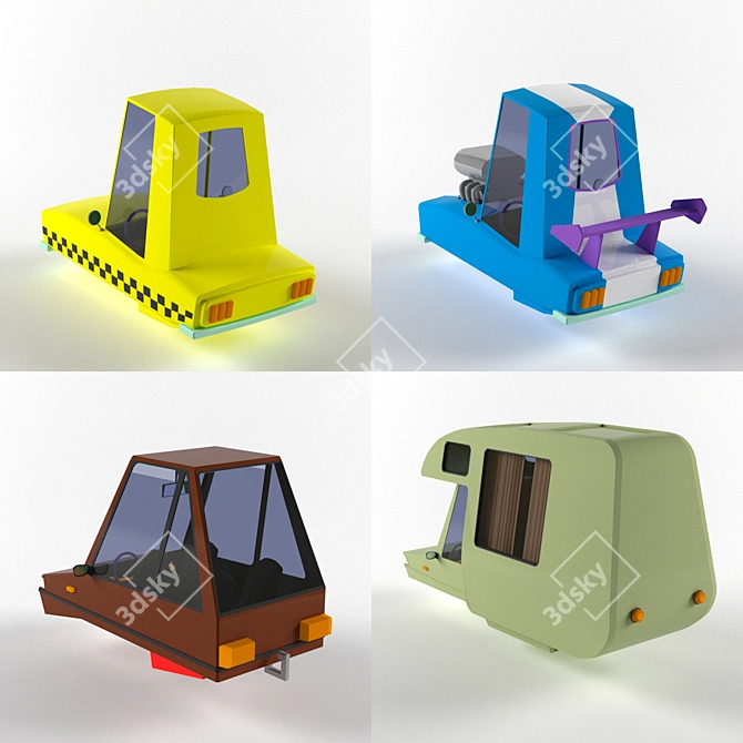 Poly Toy Transport: Taxi, Car, Camper, Sports Car 3D model image 3