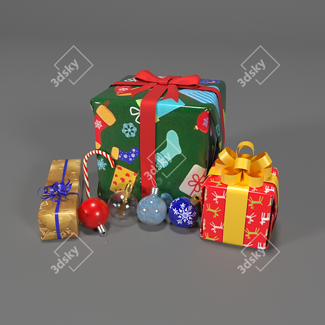 Festive Holiday Set: Ornaments, Gifts & More 3D model image 1