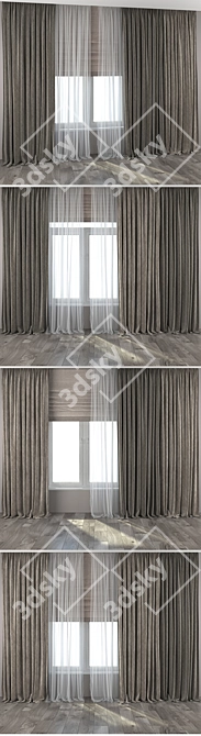 Elegant Roman and Straight Curtains 3D model image 2