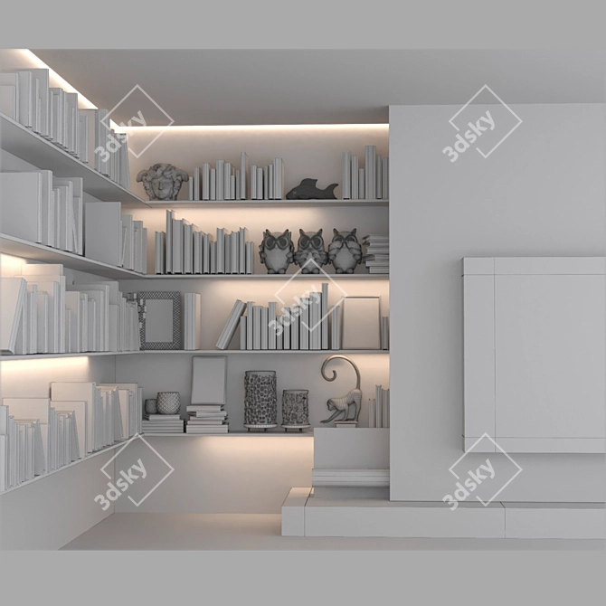 Classic Home Library Set 3D model image 2