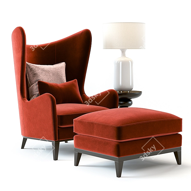 Monroe Red Armchair: High-Detail 3D Set 3D model image 1