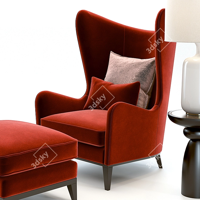 Monroe Red Armchair: High-Detail 3D Set 3D model image 3