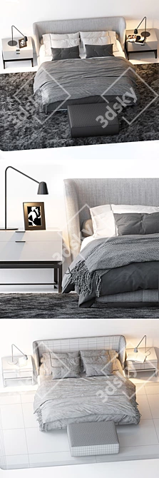 Minotti Creed Bed Set: Sleek and Stylish 3D model image 2