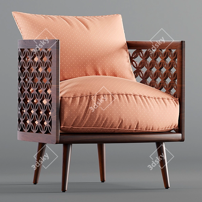 Elegant Arabesque Armchair 3D model image 1