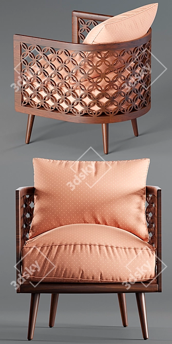 Elegant Arabesque Armchair 3D model image 2