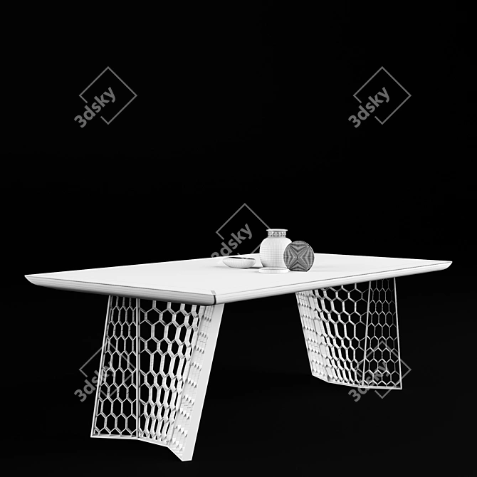 Sleek Steel & Wood Table 3D model image 3