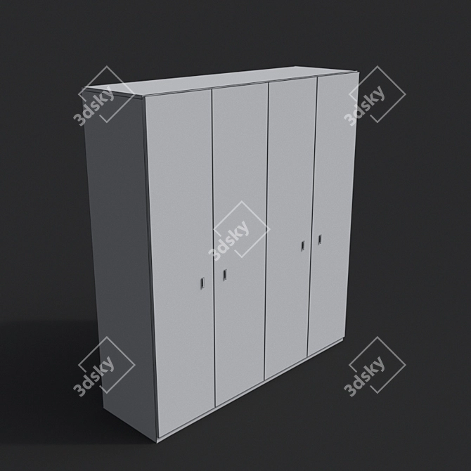 Sleek Modern MDF Wardrobe 3D model image 2