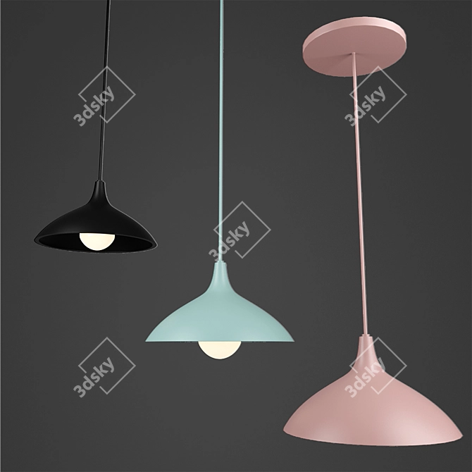 Sleek Matte White Pendant Light 3D model image 1