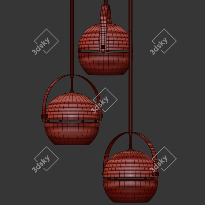 Chrome Sphere Pendant Chandelier 3D model image 2