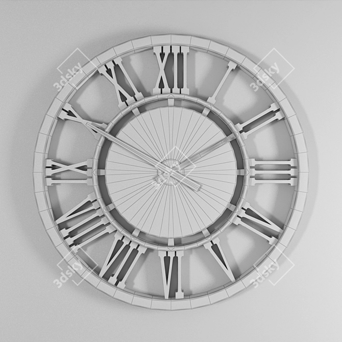 Roman Numerals Wall Clock - 1000x1000mm. 3D model image 2