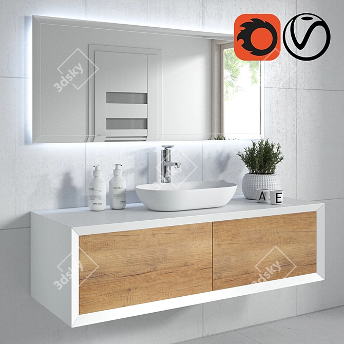 Sleek Bathroom Furniture Set 3D model image 1