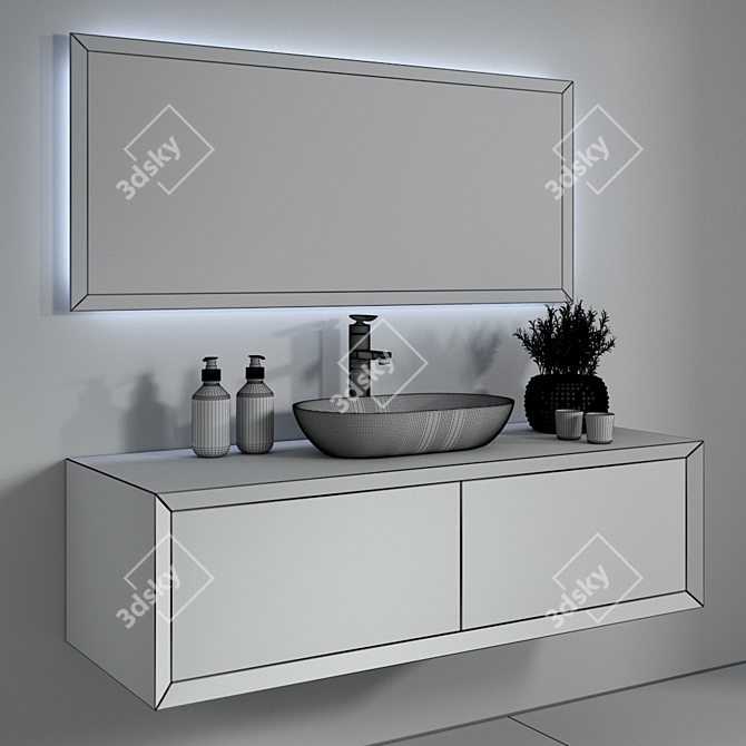 Sleek Bathroom Furniture Set 3D model image 3