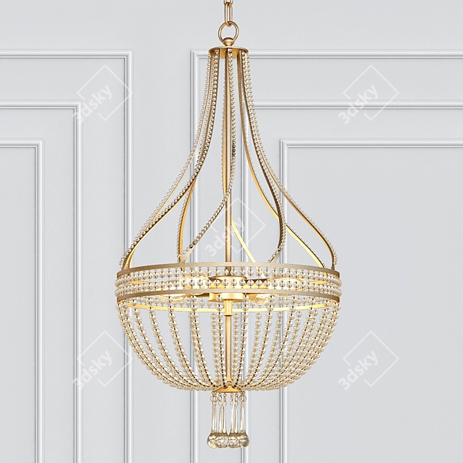 Elegant Antique Gold Leaf Chandelier 3D model image 1