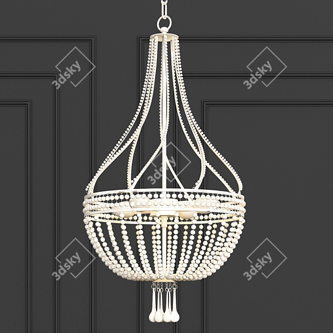 Elegant Antique Gold Leaf Chandelier 3D model image 3