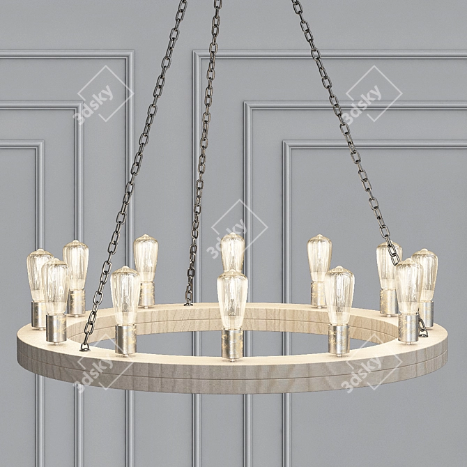 Geoffrey Small: Elegant Wood and Metal Chandelier 3D model image 1