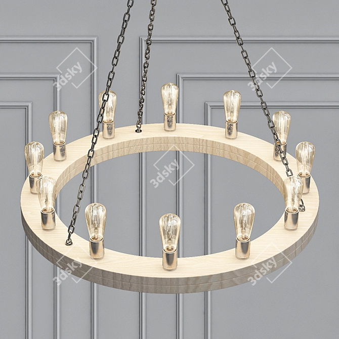 Geoffrey Small: Elegant Wood and Metal Chandelier 3D model image 2