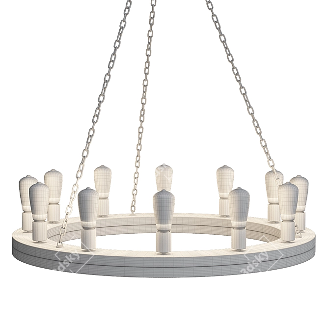 Geoffrey Small: Elegant Wood and Metal Chandelier 3D model image 3