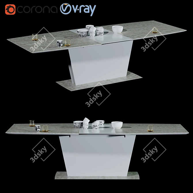 Modern Milano Dining Table: Stylish and Expandable 3D model image 1