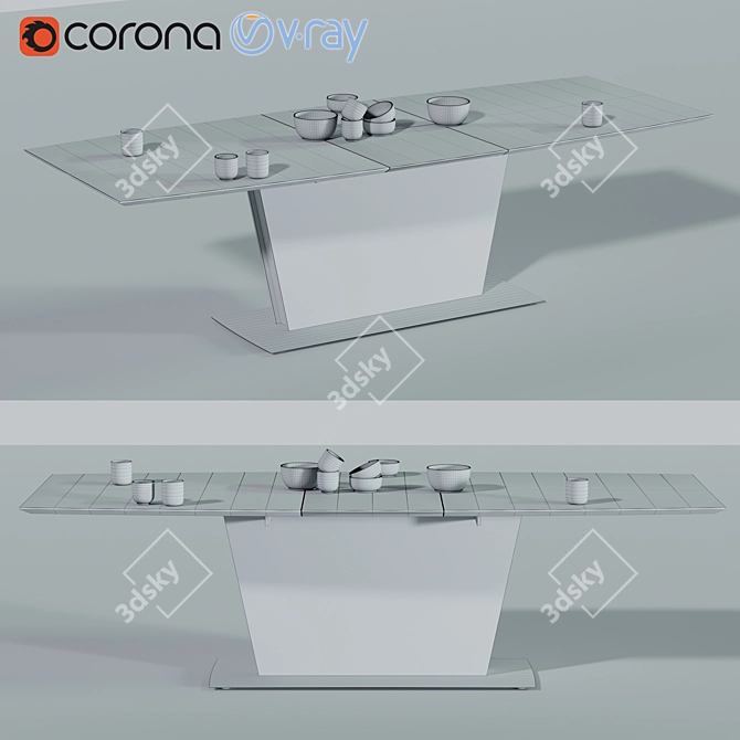 Modern Milano Dining Table: Stylish and Expandable 3D model image 2