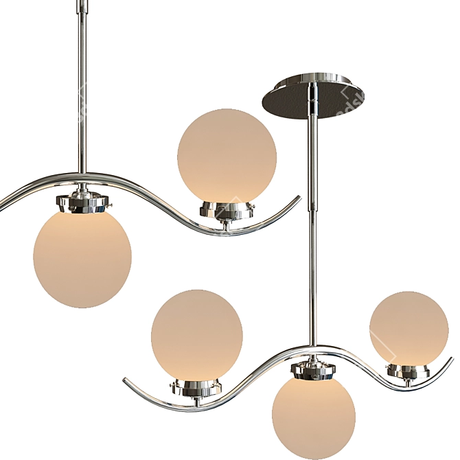 Chrome Ball Glass Ceiling Lamp 3D model image 1