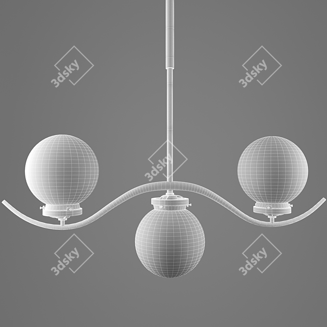 Chrome Ball Glass Ceiling Lamp 3D model image 2