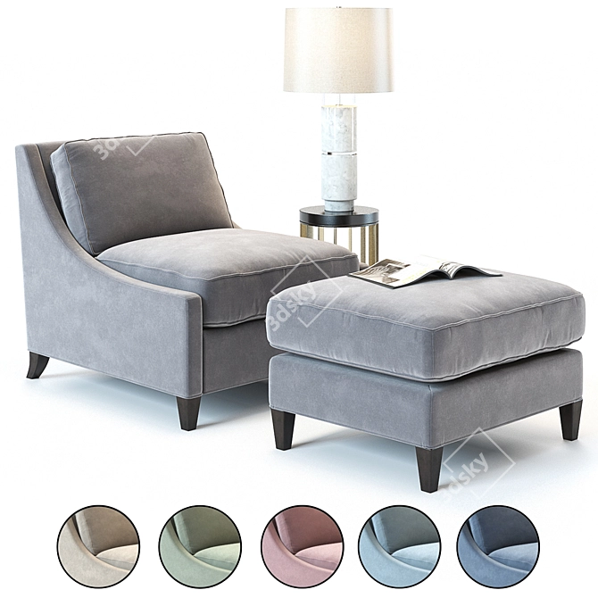 Elegant Baker Lounge Chair Set 3D model image 1