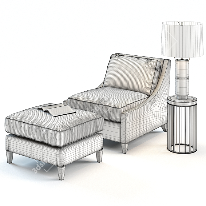 Elegant Baker Lounge Chair Set 3D model image 3