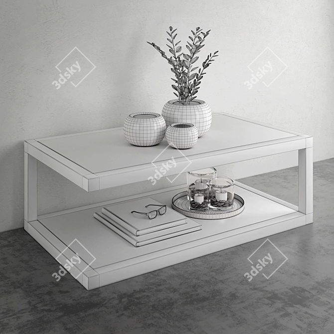 Modern Rectangular Coffee Table 3D model image 3