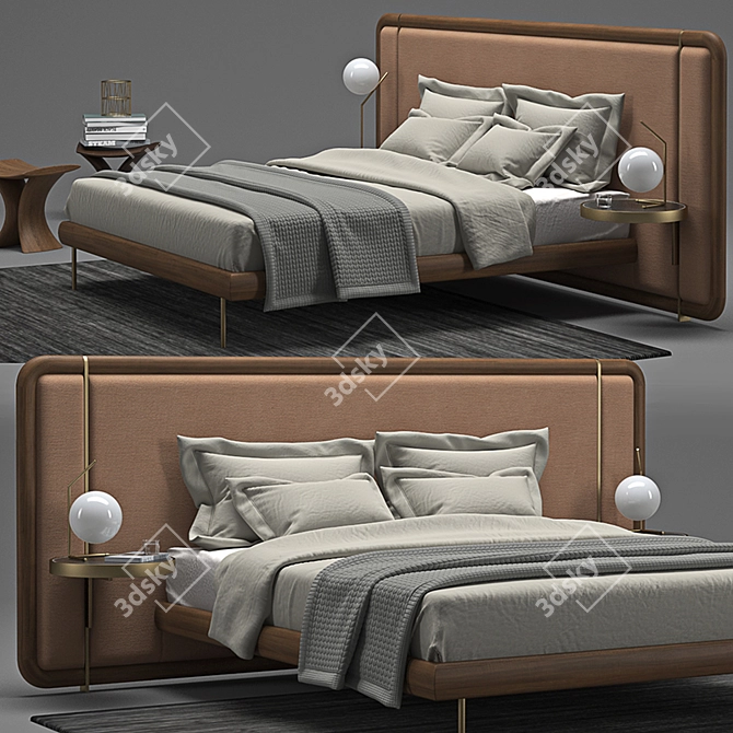Elegant 3D Bed Model 3D model image 1