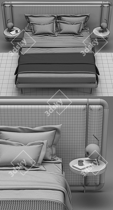 Elegant 3D Bed Model 3D model image 3