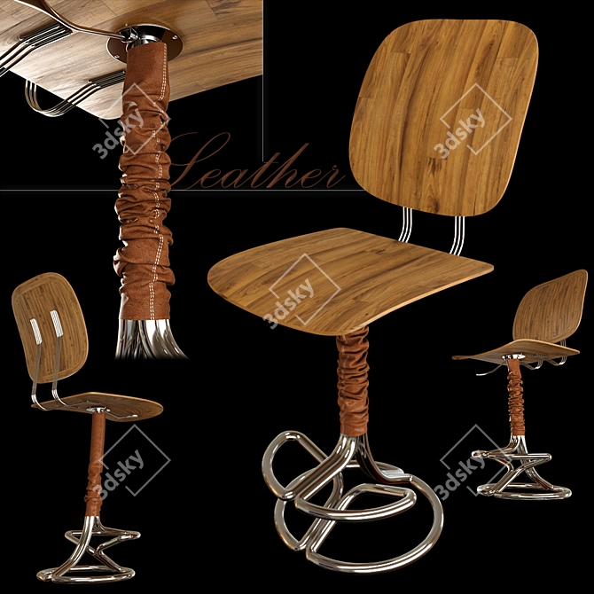 Adjustable Brown Leather Chair 3D model image 1