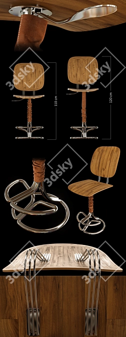 Adjustable Brown Leather Chair 3D model image 2