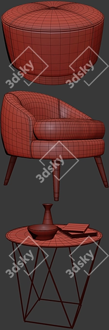 Modern Haiku Armchair Set 3D model image 3