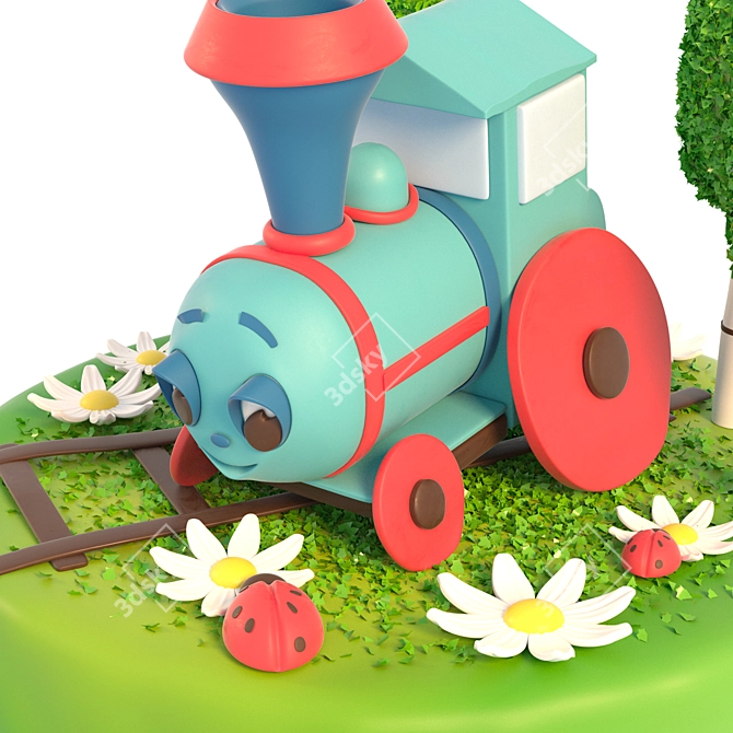"Romashkov's Steam Train" Cake 3D model image 2