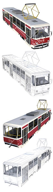 Tatra T6B5 Tram Car Model Kit 3D model image 3