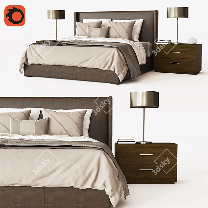 Luxurious Lawson Shelter Leather Bed 3D model image 1