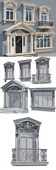 Modern Classic Windows & Doors Kit 3D model image 3