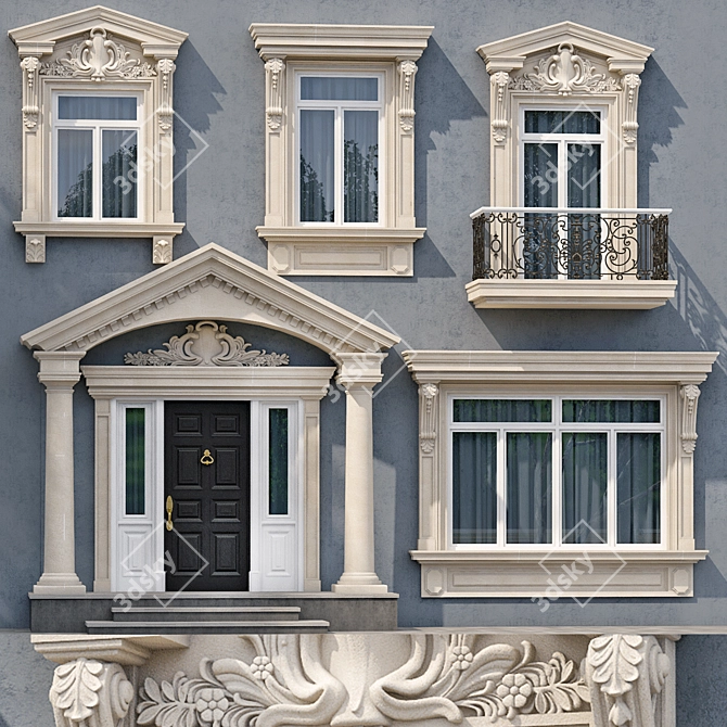 Modern Classic Windows & Doors Kit 3D model image 4