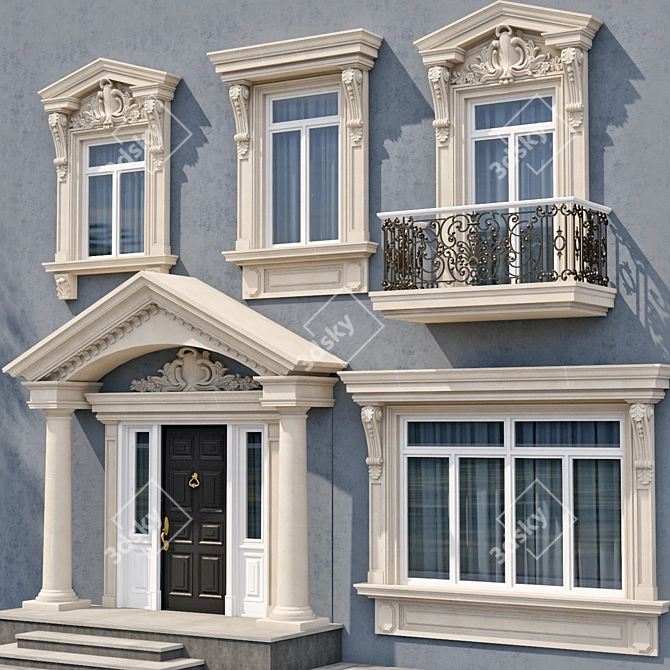 Modern Classic Windows & Doors Kit 3D model image 5