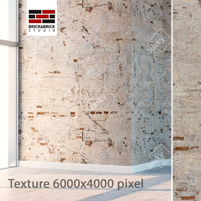 Seamless Brickwork Plaster Texture 3D model image 1