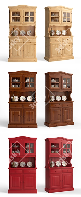 Rustic Curved Glass Cabinet 3D model image 2