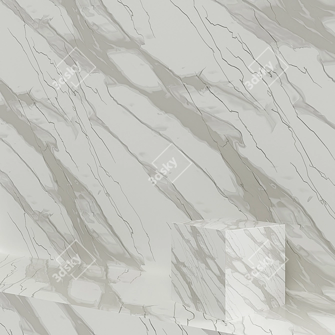 Elegant Calacatta Marble-Effect Plaster 3D model image 1