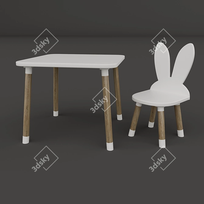 Kids Table and Chair 3D model image 1