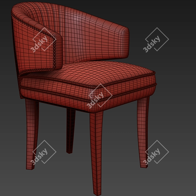 Velvet Ibis Dining Chair: Elegant Seating with Aged Brass 3D model image 2