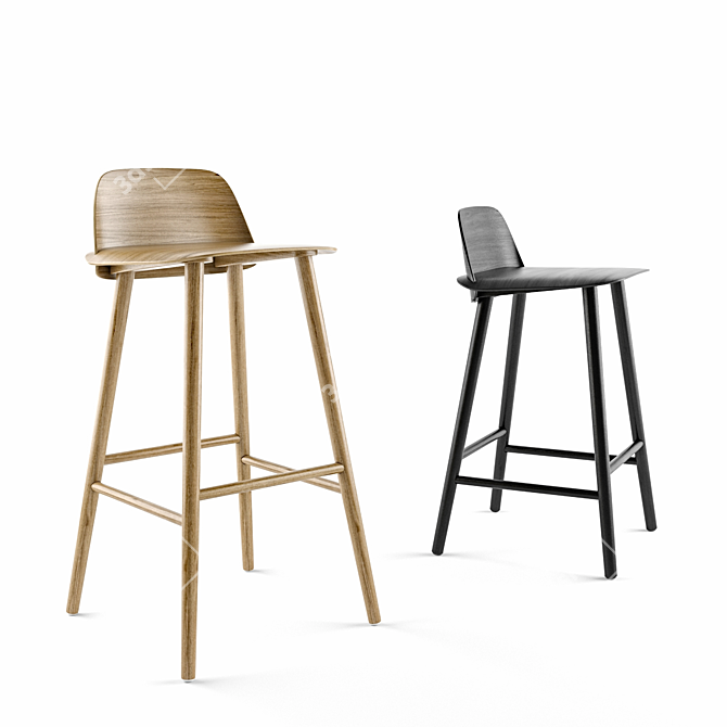 Muuto Nerd Bar Stool: Contemporary Comfort 3D model image 4