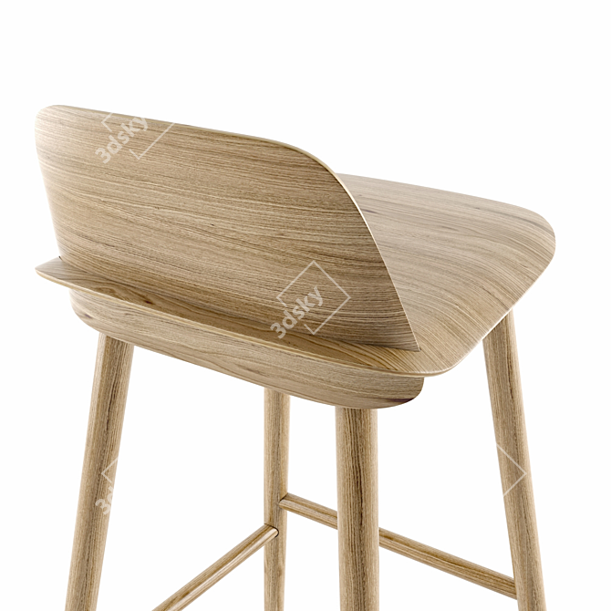 Muuto Nerd Bar Stool: Contemporary Comfort 3D model image 6