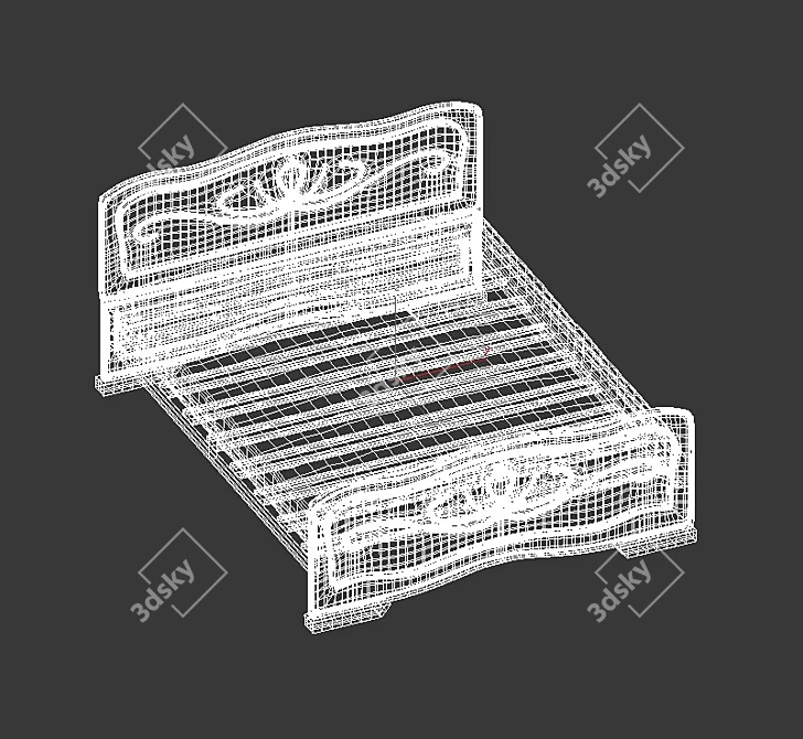 Yellow Double Bed | 2000 X 1600 X 1200 3D model image 3