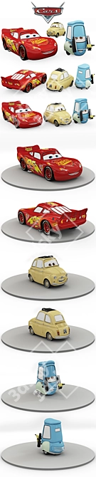 Title: Cars "Lightning McQueen, Guido, & Luigi" Figures 3D model image 2